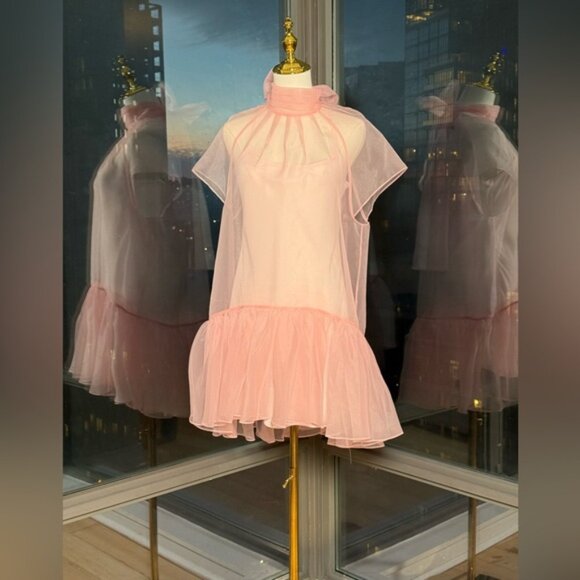 🆕 SIMKHAI 🧿 NWT Beaux Tiered Babydoll Mini Dress, Ballet Pink - Sz US 4 - Picture 2 of 14